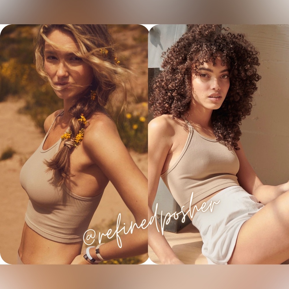 Free People Movement Happiness Runs Crop Top size M/L NEW Brushed Taupe